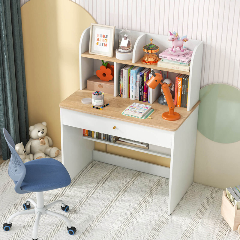 Fashion kids white desk with drawers